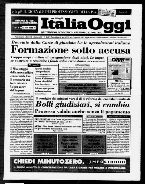 Italia oggi : quotidiano di economia finanza e politica